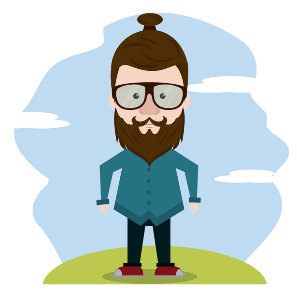 Hipster over landschap — Stockvector