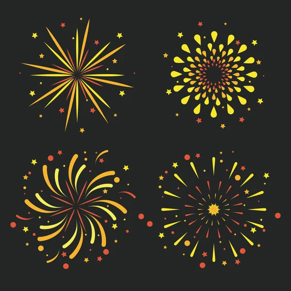 Tűzijáték ikonok beállítása — Stock Vector