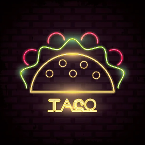Taco-Neonlichter-Symbol — Stockvektor