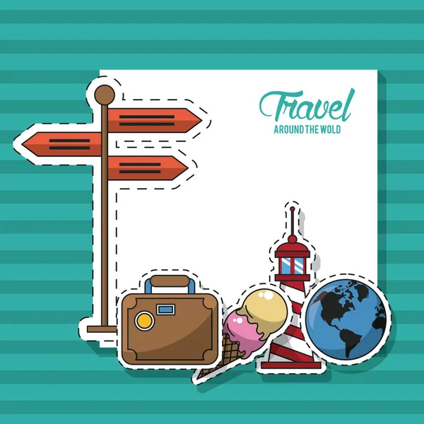 Travel around the world frame — Stock Vector