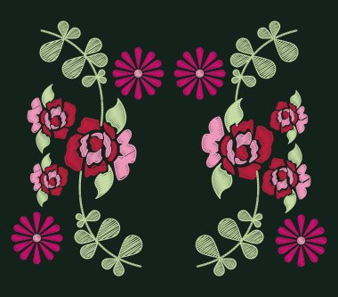 Çiçek desenli siyah arka plan üzerinde