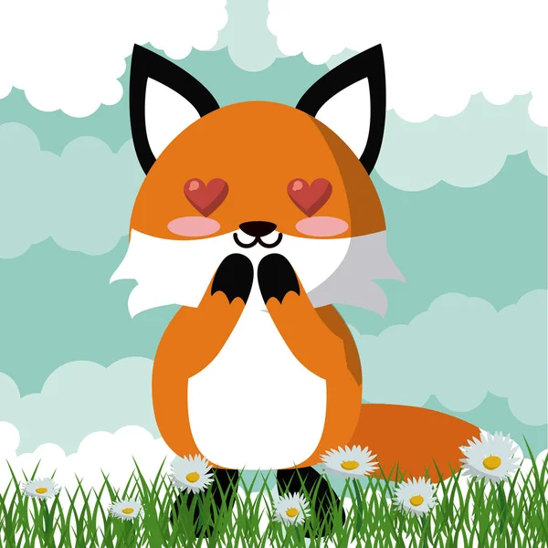 Cute fox cartoon — Stock Vector