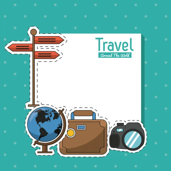 Travel around the world frame — Stock Vector