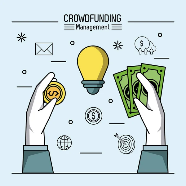 Infográfico de gestão de Crowfunding — Vetor de Stock