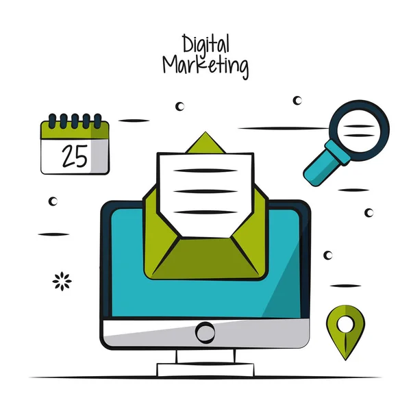 Marketing digital și afaceri — Vector de stoc