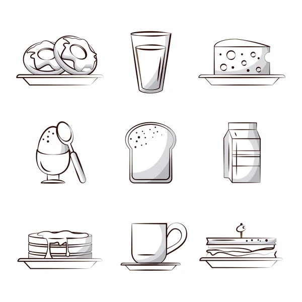 Frukost mat ikoner — Stock vektor