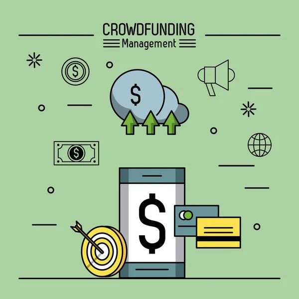 Crowfunding управління інфографіки — стоковий вектор
