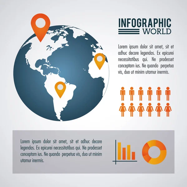 Wereldbevolking infographic de aarde — Stockvector