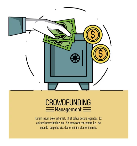 Infográfico de gestão de Crowfunding — Vetor de Stock