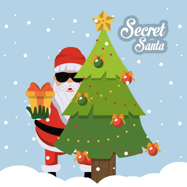 Secret santa cartoon — Stock Vector