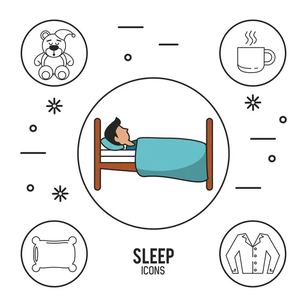 Dulces sueños e infografía del buen sueño — Vector de stock