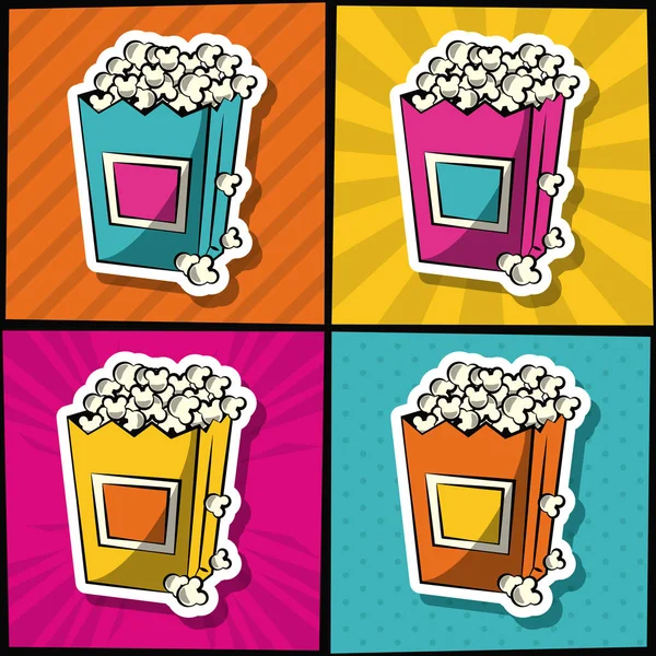 Popcorn in Pop-Art-Ikonen — Stockvektor