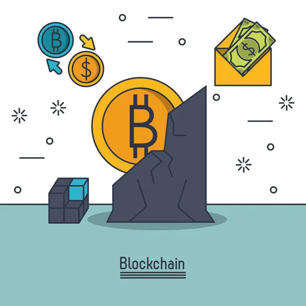 Blockchain und Bitcoin — Stockvektor