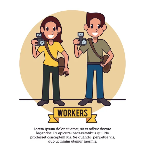 İşçiler Infographic çizgi film — Stok Vektör