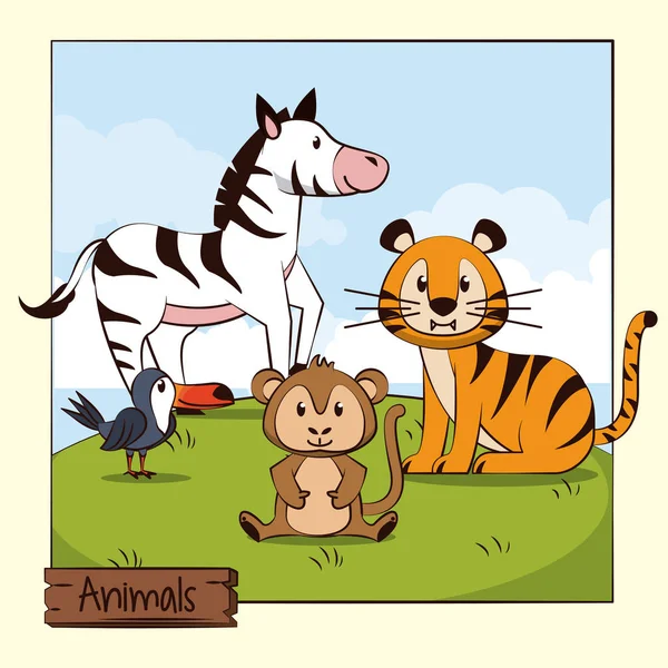 Animales lindos dibujos animados — Vector de stock