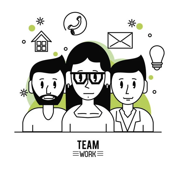 Young business teamwork cartoon — Stock Vector