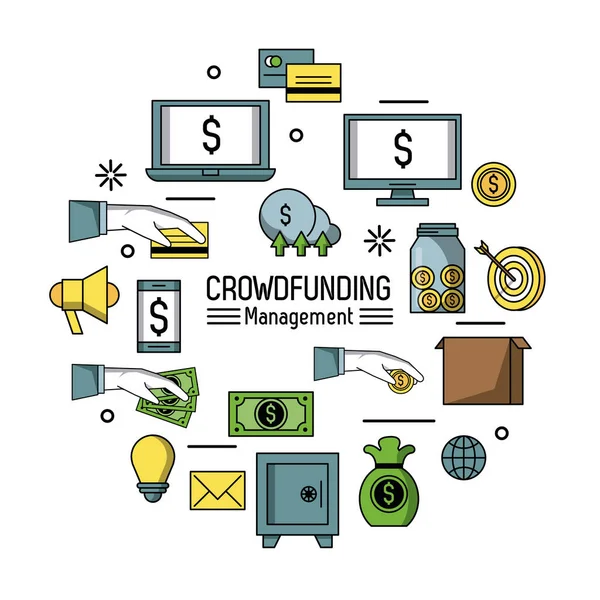 Crowfunding 管理インフォ グラフィック — ストックベクタ