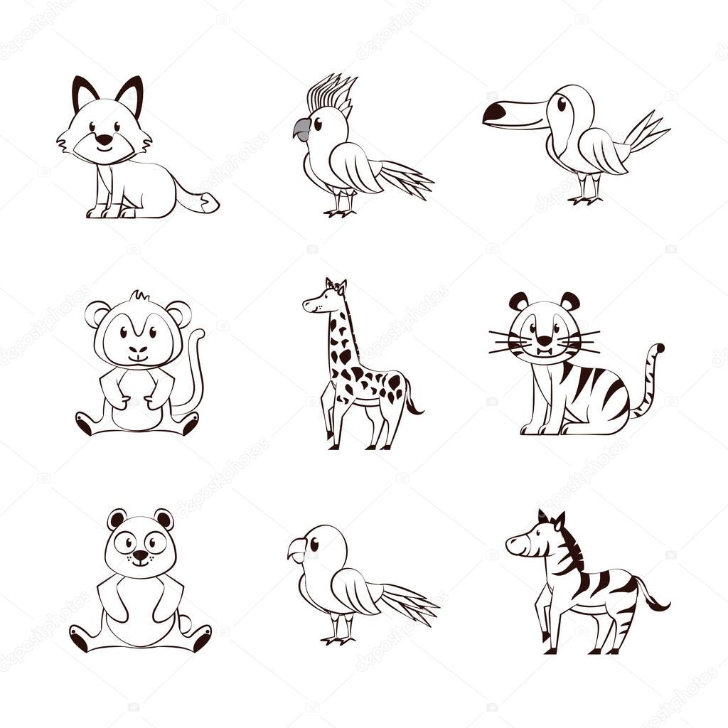 Cute animals cartoons icons