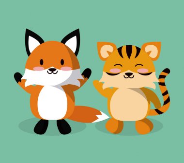 Sevimli fox ve kaplan çizgi