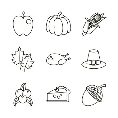 Şükran günü Icons set