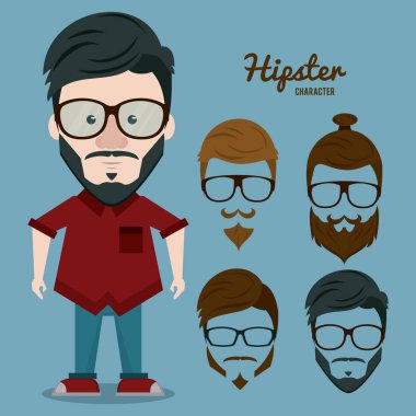 Hipster karakter karikatür