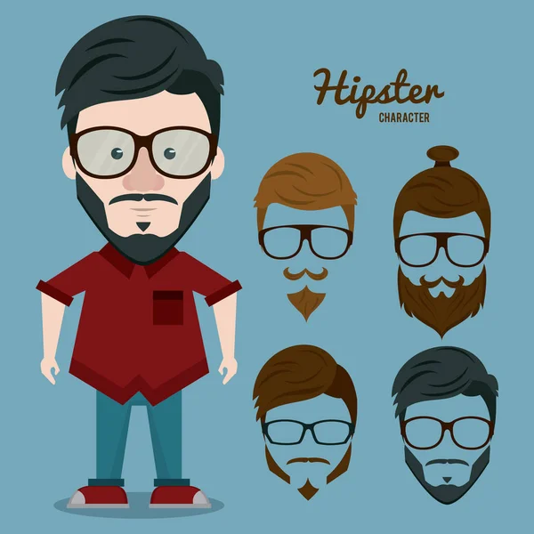 Kartun karakter hipster - Stok Vektor