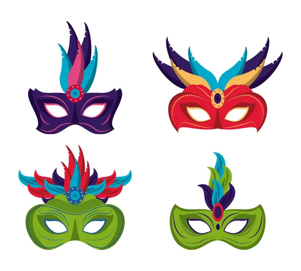 Mardi gras máscaras iconos — Vector de stock