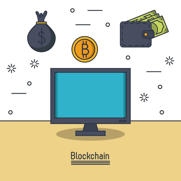Blockchain és bitcoin — Stock Vector