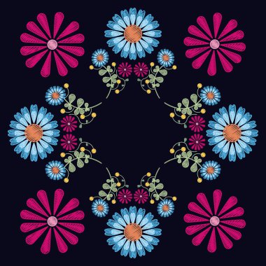 Çiçek desenli siyah arka plan üzerinde