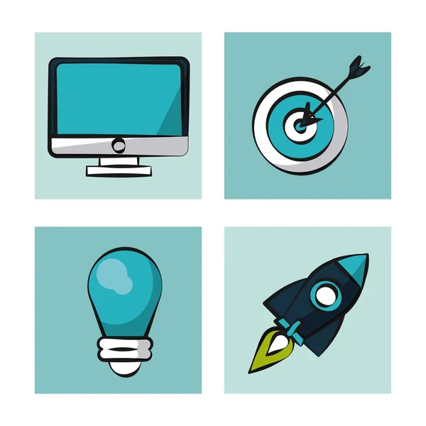 Iconos de marketing digital y negocios en línea — Vector de stock