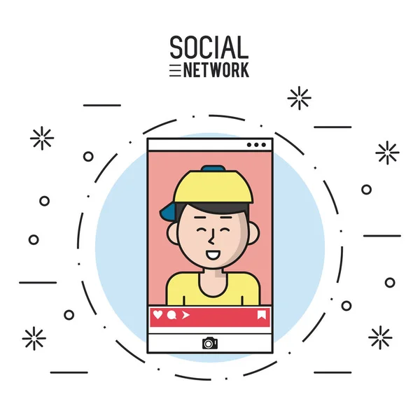 Social network su smartphone — Vettoriale Stock