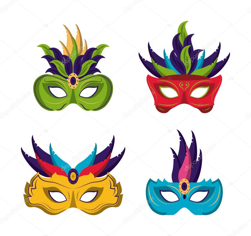 Mardi gras masks icons