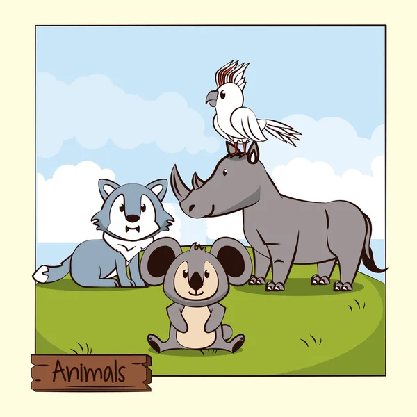 Animales lindos dibujos animados — Vector de stock