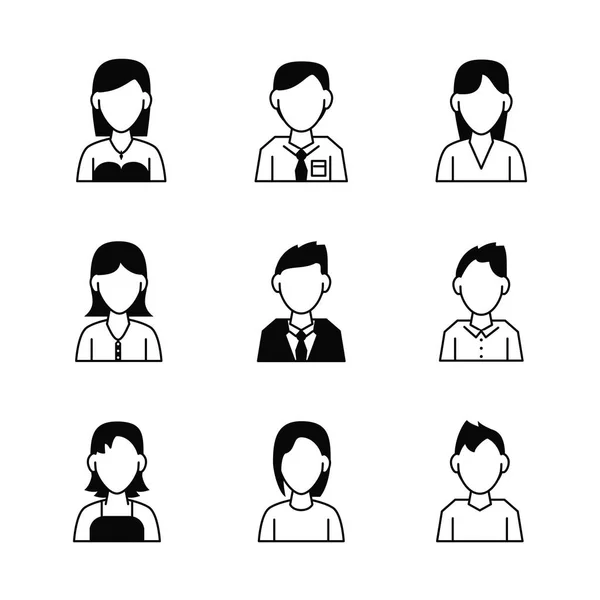 Pessoas ícones avatar — Vetor de Stock