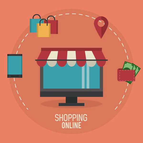 Shopping entreprise en ligne — Image vectorielle