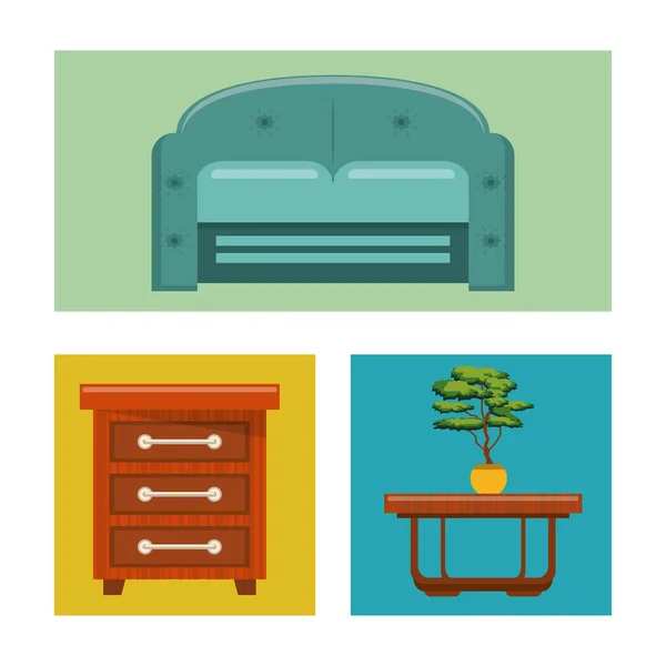 Muebles Iconos interiores — Archivo Imágenes Vectoriales