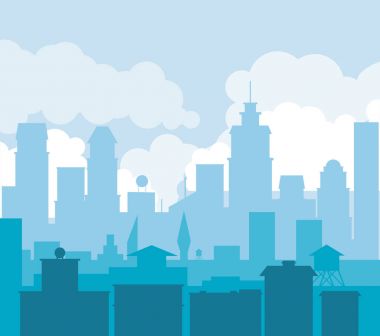 Peyzaj sabahları şehrin renkli arka plan