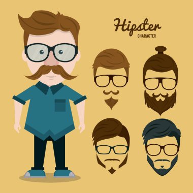 Hipster karakter karikatür