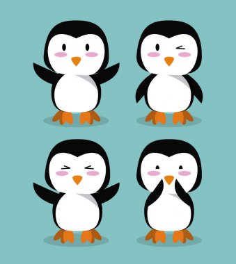 Sevimli penguen karikatür simgeleri