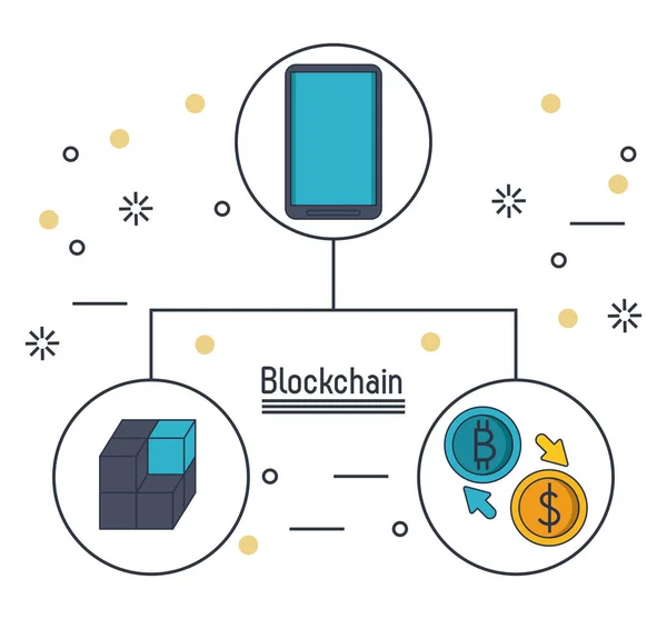 Blockchain a bitcoin — Stockový vektor