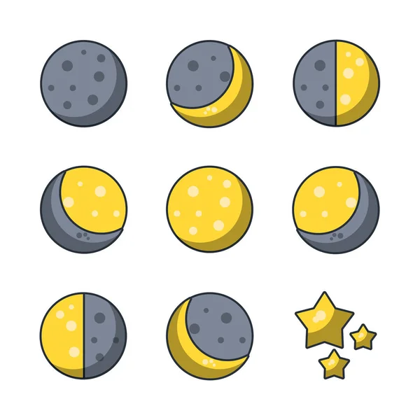 Zestaw ikon księżyców — Wektor stockowy