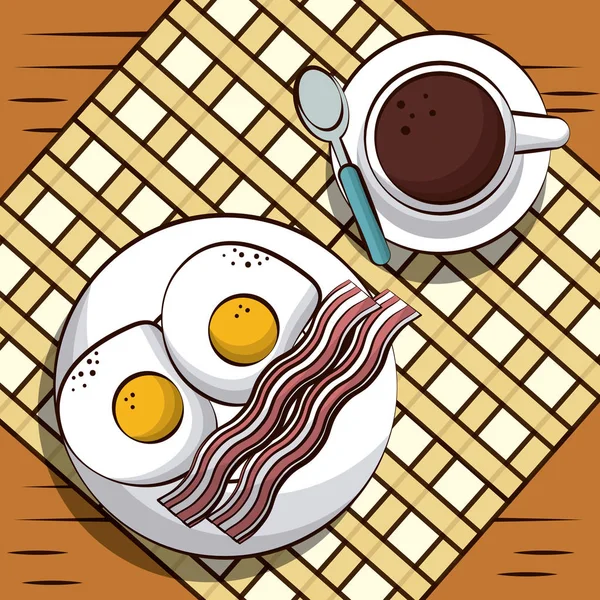 맛 있는 아침 식사 음식 — 스톡 벡터