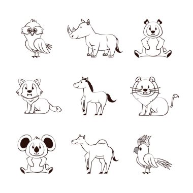 Sevimli hayvanlar çizgi film simgeler