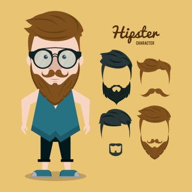 Hipster karakter karikatür