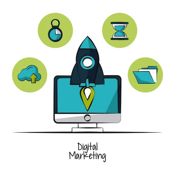 Digitale marketing en business — Stockvector
