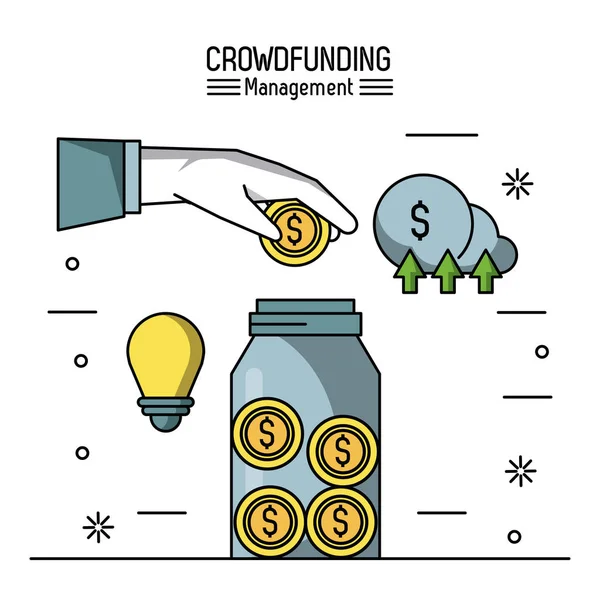 Infográfico de gestão de Crowfunding — Vetor de Stock