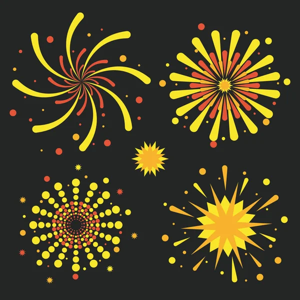 Feuerwerk-Ikonen gesetzt — Stockvektor