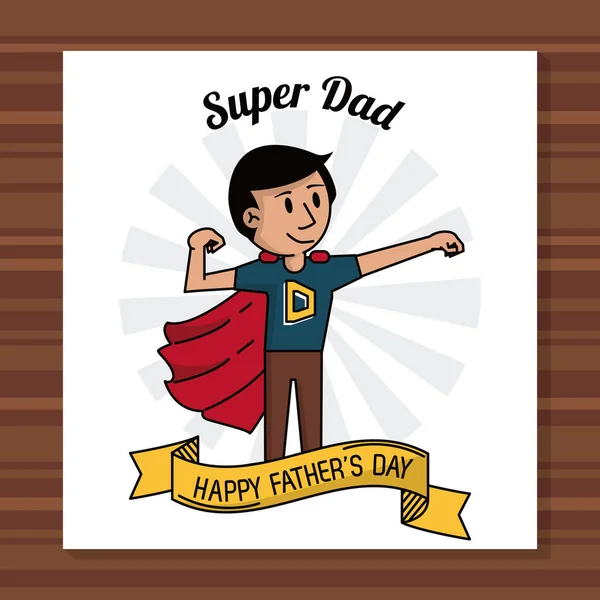 Super dad happy fathers day card ribbon decoration — Stock Vector