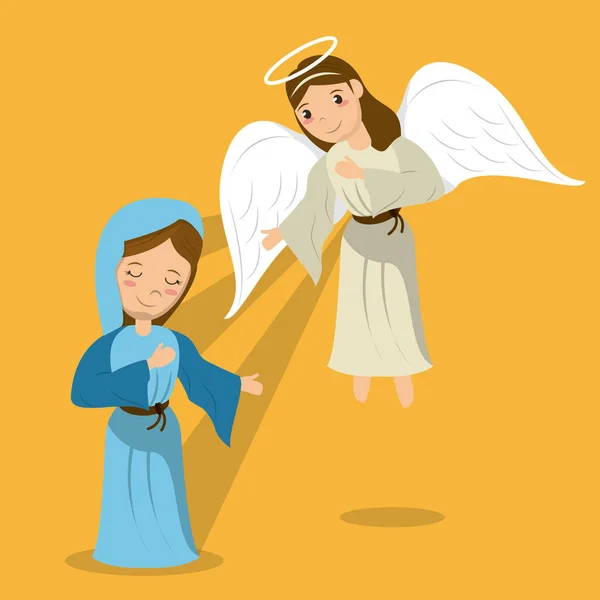 Virgin mary with angel annunciation scene — Stock Vector
