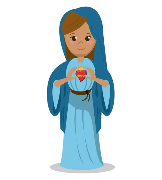 Virgin mary sacred heart devotional image — Stock Vector